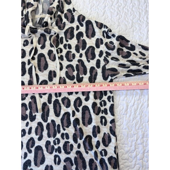 Jaclyn Intimate Brown Soft Leopard Print Drawstring Hooded Sweater size small - Picture 5 of 6